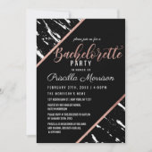 Invitation Bachelorette d'or Rose en marbre blanc noir modern (Devant)