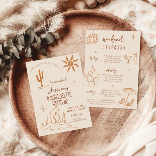Invitation Bachelorette du désert week-end Itinéraire d'invit