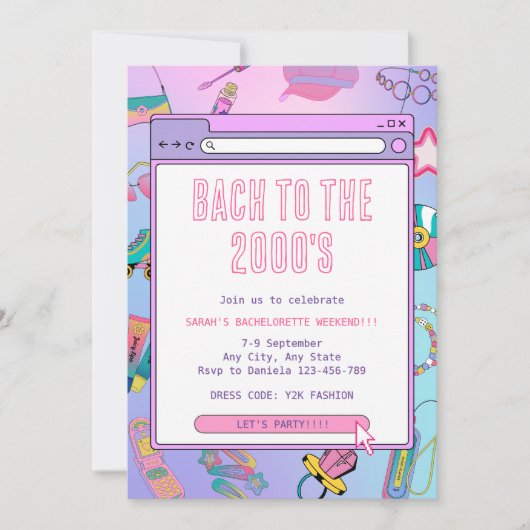 Invitation Bachelorette Du Week-End De L'An 2000 (Devant)