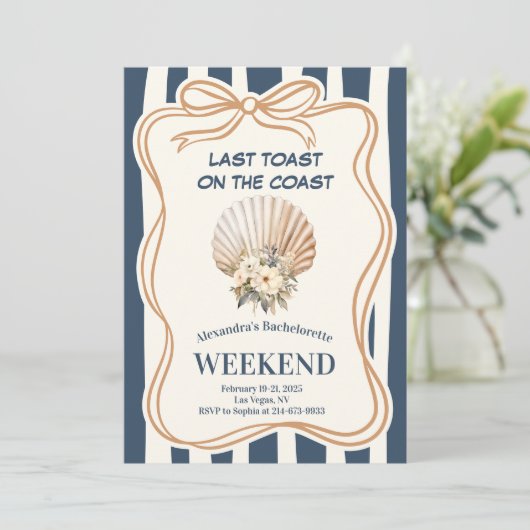 Invitation Bachelorette Elegance Seashell (Debout devant)