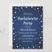 Invitation Bachelorette élégante Blue Denim et Diamonds (Devant)