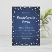 Invitation Bachelorette élégante Blue Denim et Diamonds (Debout devant)