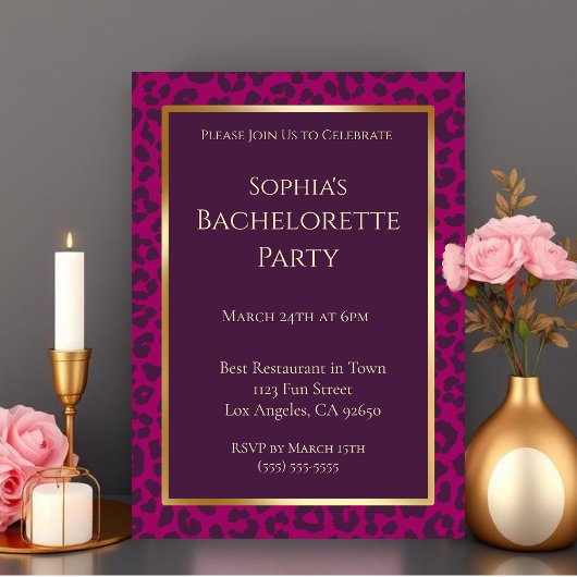 Invitation Bachelorette Empreinte de léopard-Fête -Magenta-
