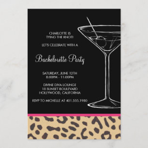 Invitation bachelorette empreinte de léopard martini