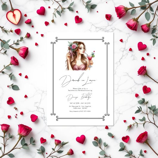 Invitation Bachelorette en amour Week-end Itinéraire