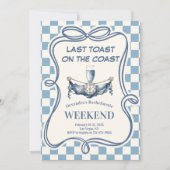 Invitation Bachelorette en bleu côtier En vichy champag nauti (Devant)
