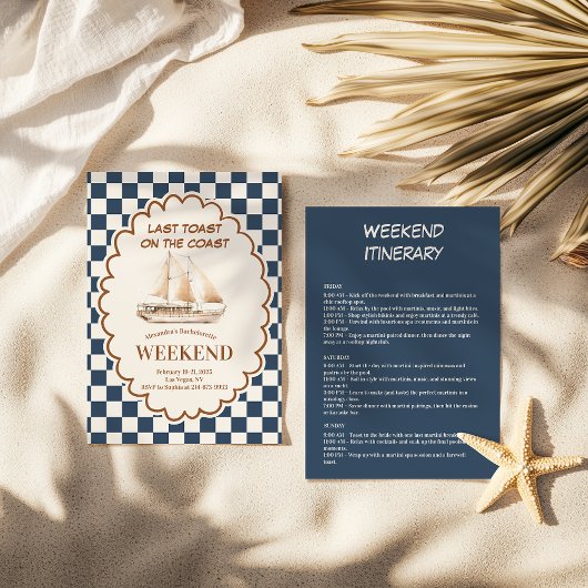 Invitation Bachelorette en damier de bord de mer rustique