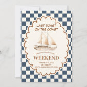 Invitation Bachelorette en damier de bord de mer rustique (Devant)