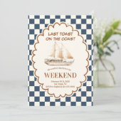 Invitation Bachelorette en damier de bord de mer rustique (Debout devant)