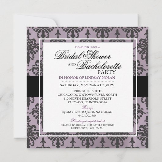 Invitation Bachelorette en dentelle noire sur mesure/Fête de (Devant)