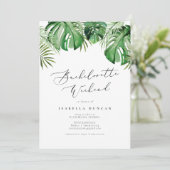 Invitation Bachelorette en feuille de palme CORA Tropical Wat (Debout devant)