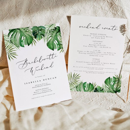 Invitation Bachelorette en feuille de palme CORA Tropical Wat