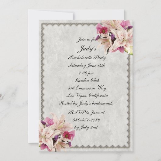 Invitation Bachelorette en marbre blanc (Devant)