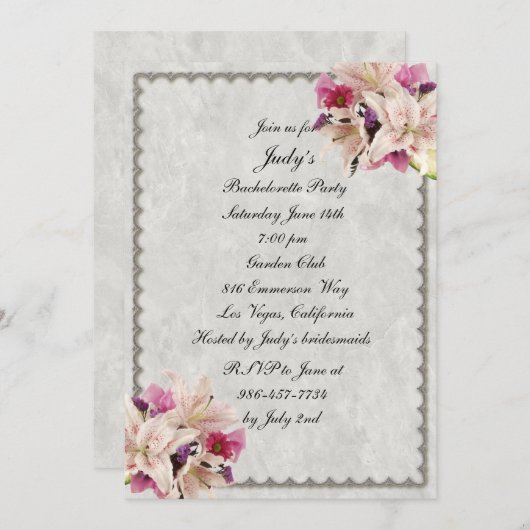 Invitation Bachelorette en marbre blanc (Devant / Derrière)