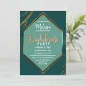 Invitation Bachelorette en marbre géométrique Emerald Green G (Debout devant)