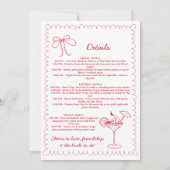 Invitation Bachelorette en ruban mignonne Voyage et itinérair (Dos)