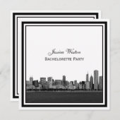 Invitation Bachelorette encadrée de Chicago Skyline (Devant / Derrière)