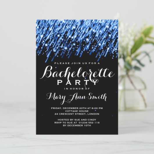 Invitation Bachelorette Falling Stars Sapphire Blue (Debout devant)