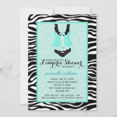 Invitation Bachelorette Fancy Wild Aqua Zebra Lingerie (Devant)