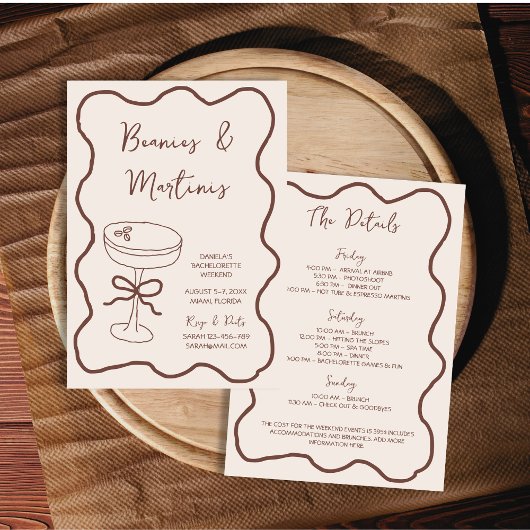Invitation Bachelorette Fanies & Martinis Hand Drake Weekend