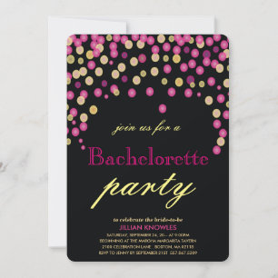 Invitation Bachelorette Faux Pink Confetti