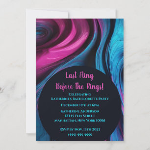 Invitation Bachelorette Fête-Abstrait Art-Bleu et Rose-