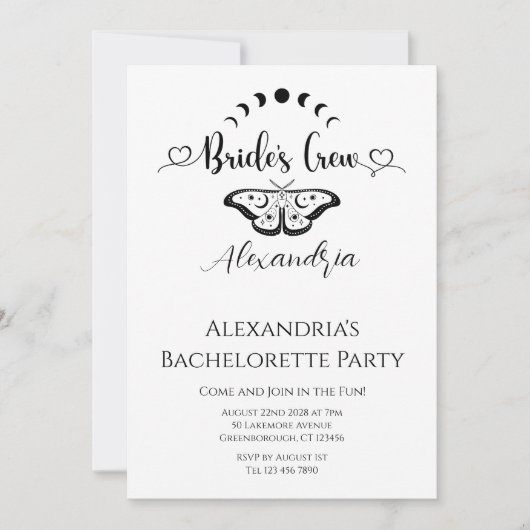 Invitation Bachelorette fête céleste papillon (Devant)
