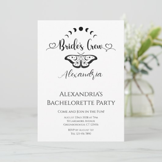 Invitation Bachelorette fête céleste papillon (Debout devant)