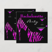Invitation Bachelorette Fête Chaussures Rose Noir Zèbre Chaus (Devant / Derrière)