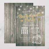 Invitation Bachelorette Fête des mariées Bois rustique Mason  (Devant / Derrière)