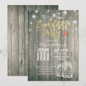 Invitation Bachelorette Fête des mariées Bois rustique Mason  (Devant / Derrière)