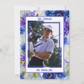 Invitation Bachelorette Fête des mariées Golf Blue Flowers (Dos)