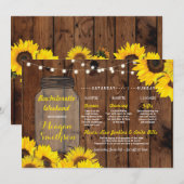 Invitation Bachelorette Fête des mariées Itinéraire Jar Sunfl (Devant / Derrière)