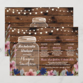 Invitation Bachelorette Fête des mariées Itinéraire Jar Wood (Devant / Derrière)