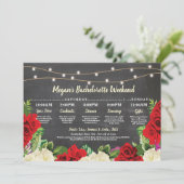 Invitation Bachelorette Fête des mariées Itinéraire Roses rou (Debout devant)