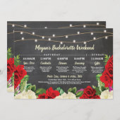 Invitation Bachelorette Fête des mariées Itinéraire Roses rou (Devant / Derrière)