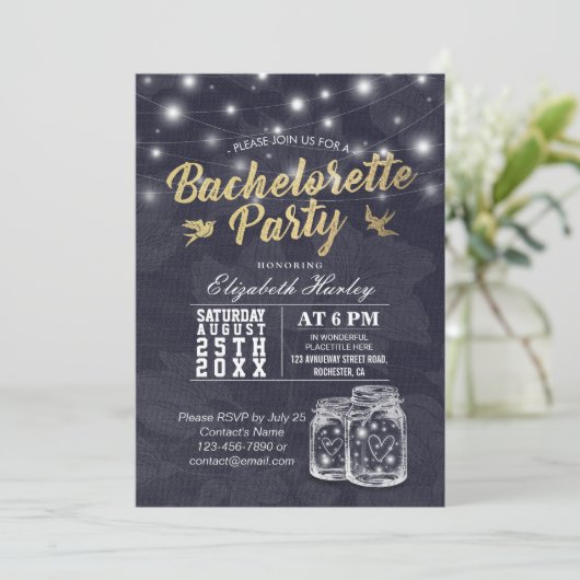 Invitation Bachelorette Fête des mariées Mason Jar Éclairages (Debout devant)