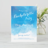 Invitation Bachelorette fête été bleu aquarelle (Debout devant)