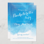 Invitation Bachelorette fête été bleu aquarelle (Devant / Derrière)