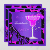 Invitation Bachelorette fête sauvage rose chaud violet (Devant / Derrière)