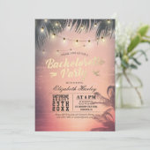 Invitation Bachelorette Fête Summer Beach Palm Trees Lumières (Debout devant)