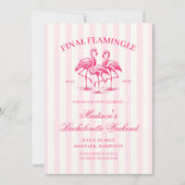 Invitation Bachelorette finale Flamingle rose rayé (Devant)