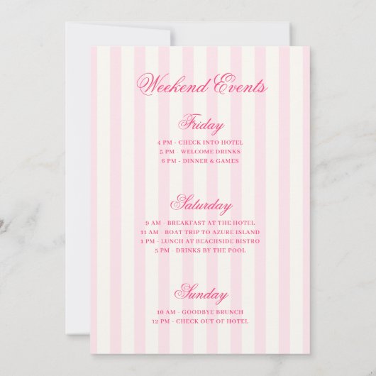 Invitation Bachelorette finale Flamingle rose rayé (Dos)