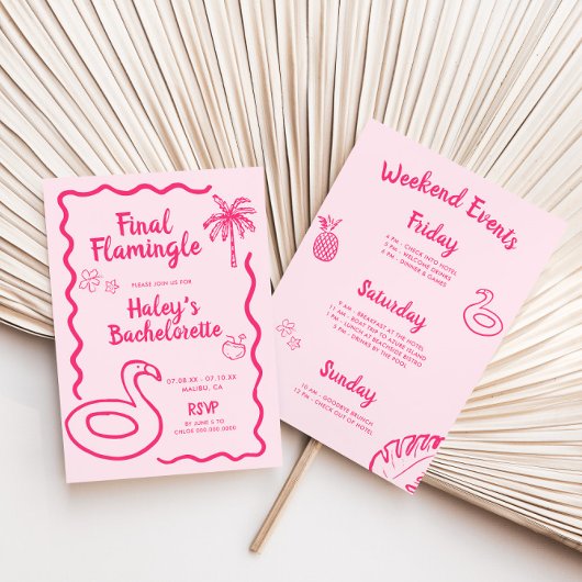 Invitation Bachelorette Flamingle Finale Dessinée À La Main