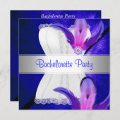 Invitation Bachelorette Fleur Bleu (Devant / Derrière)