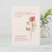 Invitation Bachelorette Fleur sauvage rose jaune (Debout devant)