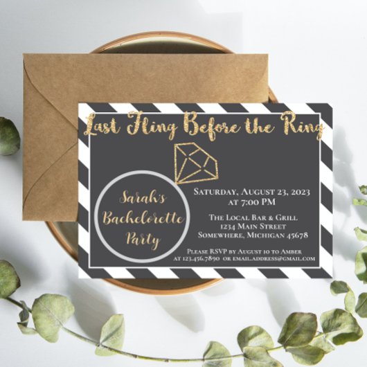 Invitation Bachelorette Fling Dernier avant le Ring Invi
