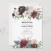 Invitation Bachelorette Florale Bourgogne et Blush (Devant)