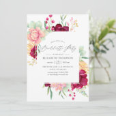 Invitation Bachelorette Florale Bourgogne et Blush (Debout devant)