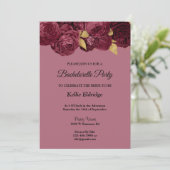 Invitation Bachelorette Florale Bourgogne Et Or (Debout devant)